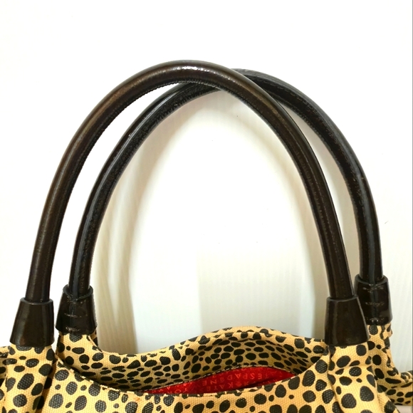 Kate Spade Vintage Shoulder Bag Animal Print Patent Leather Straps Red Interior - Picture 3 of 13